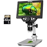 7" LCD Digital Microscope with 32GB TF Card, 1-1200X Magnification 1080P Video Microscope for Kids,12MP Electron Microscope C