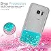 LeYi for Galaxy S7 Case with Tempered Glass Screen Protector [2 Pack] for Girls Women, Cute Glitter Shiny Quicksand Clear Phone Case with Car Holder Kickstand for S7 ZX Turquoise