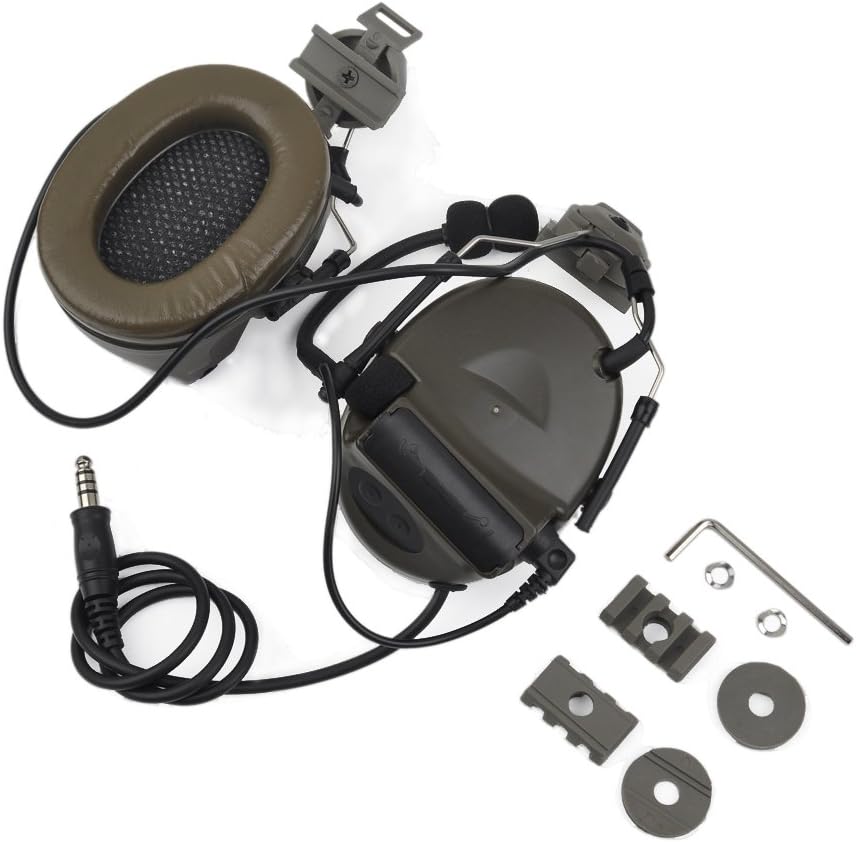 Austin Tactical LLC Z Tactical Softair Aviation Headset Headphone Comtac ii Headset for FAST Helmets and Peltor Helmet Rail Adapter Set