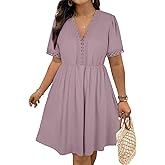 Eytino Womens Plus Size Dresses Short Sleeve Lace V Neck Hollow Out A Line Mini Dress 2026 Summer Outfit(1X-5X)
