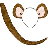 Mouse Ears Headband and Tail fits toddlers children baby adult kids Halloween Costume for Women, Men, Boys and Girls (Copper Brown Mouse and Tail)
