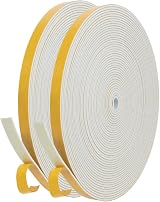 GUKOY Draught Excluder Foam Tape 6mm x 1.5mm 20m White 2 Rolls