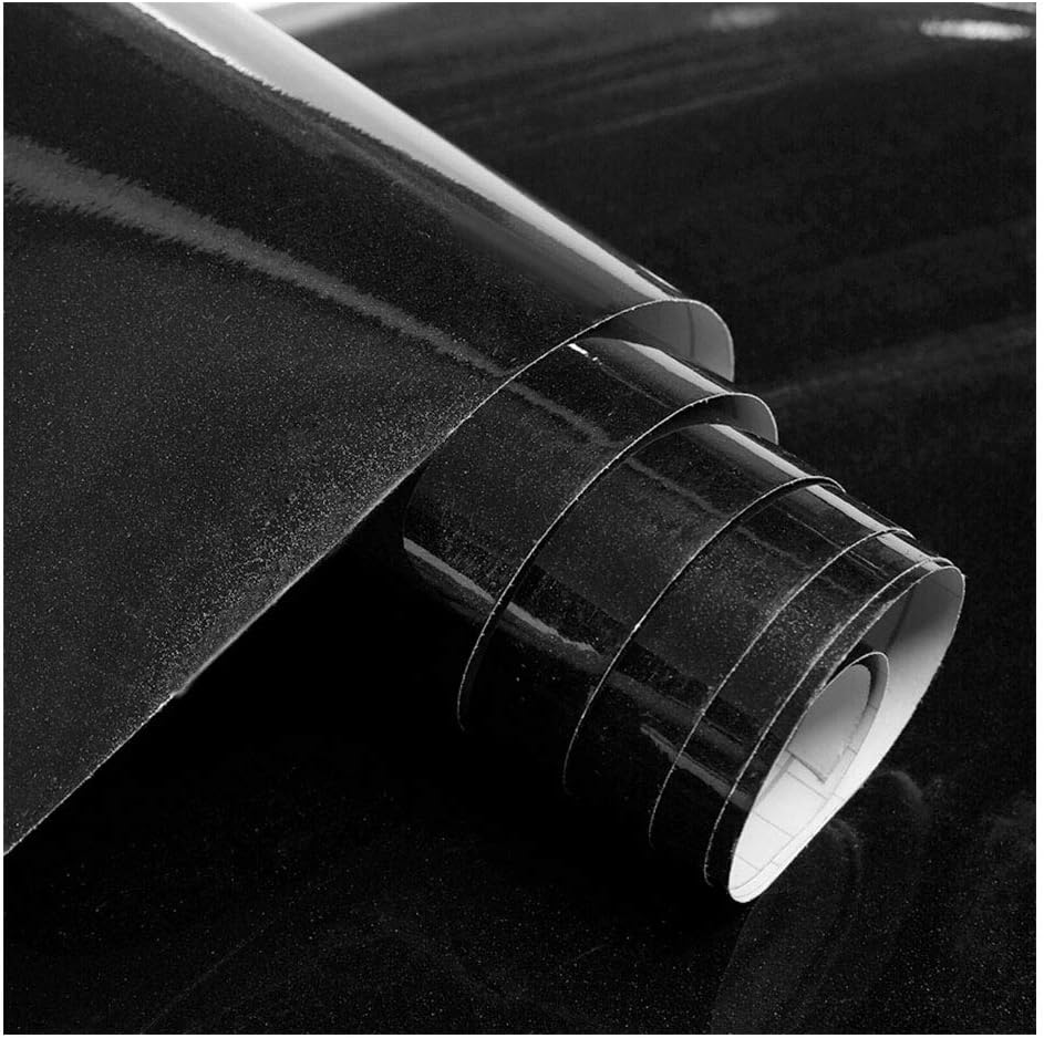 Schwarz Glitzer Selbstklebende Folie Dekorfolie Möbelaufkleber