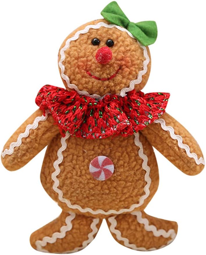 Christmas Doll Hanging Charms, Gingerbread Cookie Man & Woman Couple Plush Ornaments Holiday Decor Stuffed Toy (16x12cm…