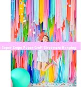 Aisszhao Crepe Paper Streamers 9 Roll Rainbow Curtain Backdrop Festival Decor view 6