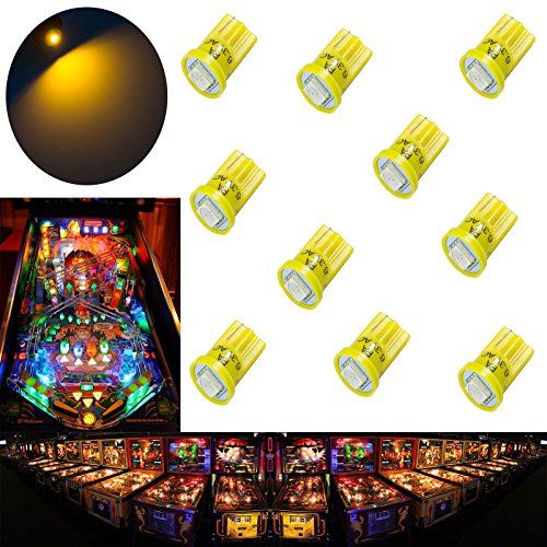 PA 10PCS #555 T10 1SMD LED Wedge Pinball Machine Light Top View Bulb Yellow(Amber)-6.3V