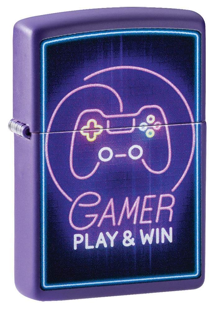 Zippo Gamer Controller Design Purple Matte Pocket Lighter