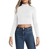 Women's Lightweight Turtleneck Long Sleeve Crop Tops Basic Casual Trendy Outfits