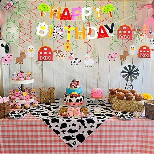 image for JeVenis Set of 2 Farm Animals Birthday Banner Farm Animals Party Favor