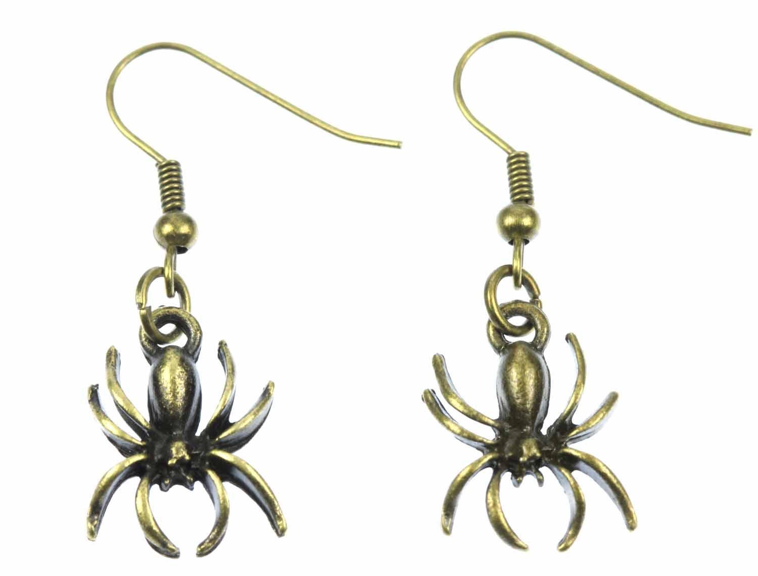 Spider Earrings Halloween Scary Ear Rings Bronze
