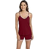 WiWi Viscose from Bamboo Cami Top Pajama Set for Women Sleeveless Tops with Shorts Pjs Sets S-XXL