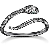 MUNDELL 925 Sterling Silver Four Leaf Clover Adjustable Ring Snake Dragon Animal Open Ring for Women Statement Ring Fine Jewelry