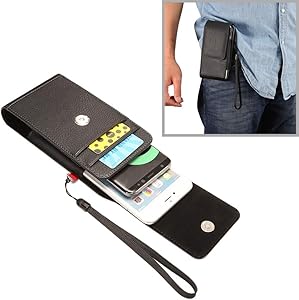 Ultra Slim Case Universal Litchi Texture Vertical Flip Upright Lattice PU Leather Case / Waist Bag with Back Splint & Card Slots & Lanyard for iPhone 8 Plus & 7 Plus , Galaxy Note 8 / S8 Plus / S9+, H