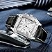 Gute Mens Chronograph Mechanical Watches, Automatic Classic Roman Business Calendar Wristwatch with Black Leather Strap Blue 6 hands