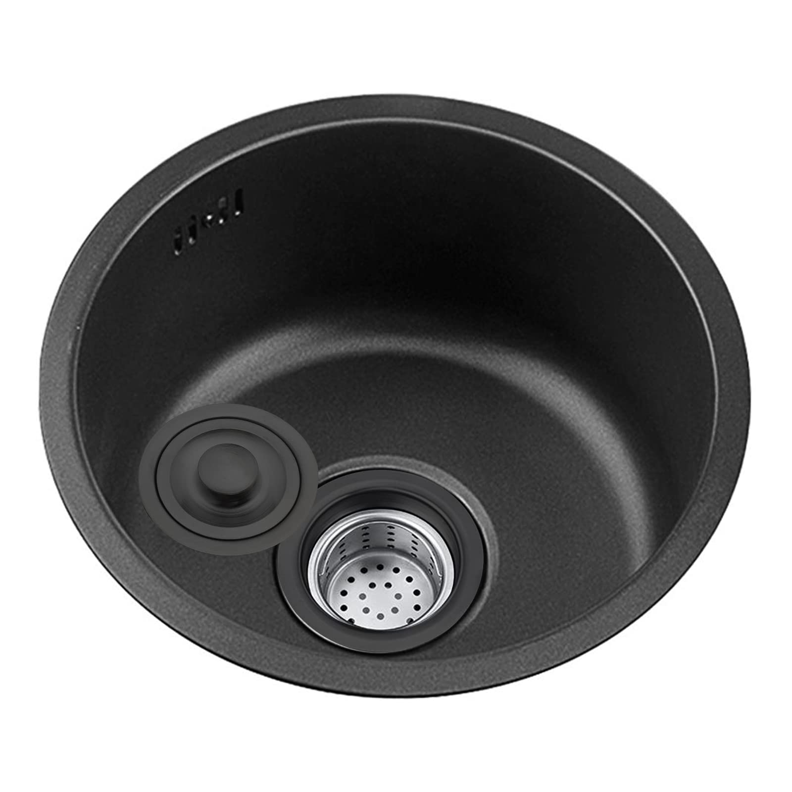 Bath Fixtures Black Round Sink Kitchen Renovation Pool Round Single Sink Small Sink Bathroom Round washbasin Washing Vegetables and dishwashing Pool Household Sink Double Bow
