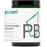 Puori Vegan Protein Powder, Unflavored - Plant-Based Protein Powder with Pea Protein, Algae Calcium - Workout Supplement for Sustained Energy, Bone Health, Muscle Recovery & Growth - 25 Servings