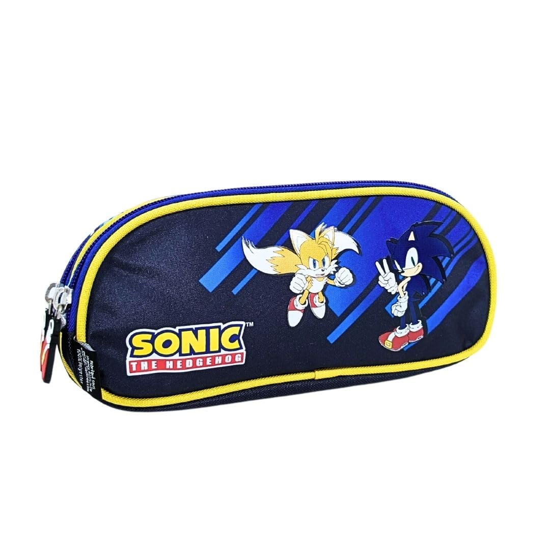 mybagstory - Sonic 223SON207DPO Double Compartment Pencil Case for Children - School - Kindergarten - Daycare - Boy - 22.5 cm - Gift Idea