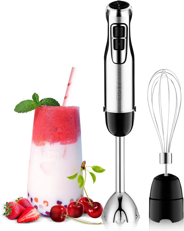 BSTY 2-in-1 Hand Blenders Set 15-Speeds Powerful Immersion Blender with 500-Watt Motor and Turbo Boost Button for Maximum Power, Hand Held Blenders: Kitchen & Dining
