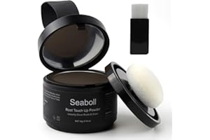 Seaboll Root Touch Up Powder, Instantly Root Cover Up Powder Stain-Proof Hairline Powder for Women & Men Hairline Shadow Powder 0.14 Oz.(B-Dark Brown)