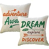 ULOVE LOVE YOURSELF Set of 2 Arrows Throw Pillow Case Cushion Cover Home Decorative Square Pillowcases 18×18 Inch (Adventure Awaits,Dream Explore Discover)