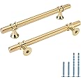 Rergy Cabinet Handles Drawer Pulls and Knobs, 10Pack Gold 5inch Hole Center, Kitchen Hardware for Dresser Handle Zinc Alloy Furniture Pull