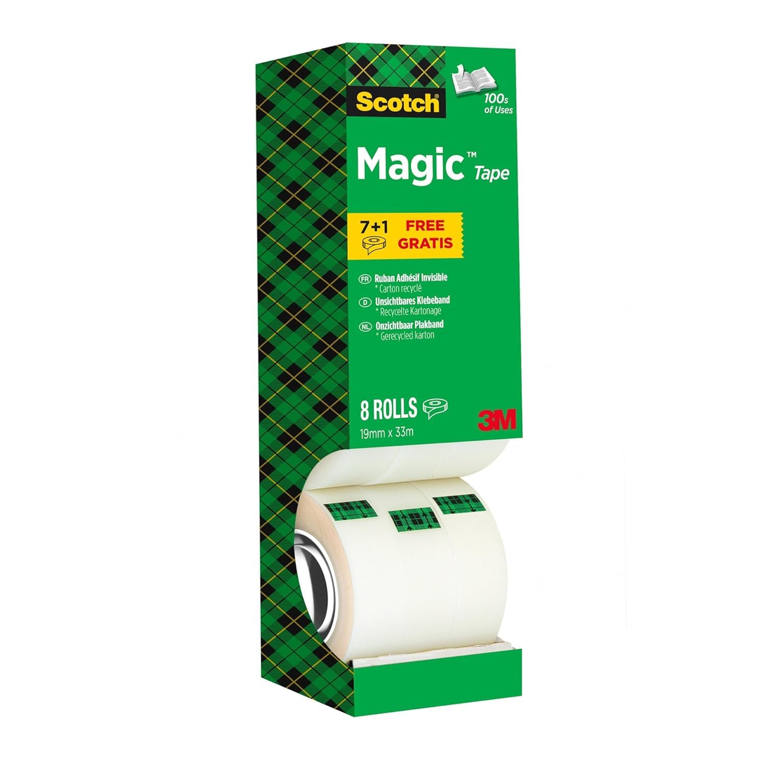 Scotch Magic Tape, Value Pack, 8 Rolls, 19 mm x 33 m - General Purpose Sticky Tape for Document Repair, Labelling & Sealing