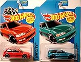 HONDA CIVIC Hot Wheels - 2014 HW City - Night Burnerz - Set of 2: Teal & Red 1990 Honda Civic EF 1:64 Scale Collectible Die Cast Metal Toy Car Model #30/250