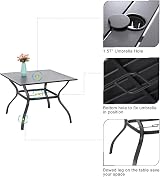 PHI VILLA 5 Pcs Garden Set with Table 94x94 Grey Adjustable Folding Chairs view 7