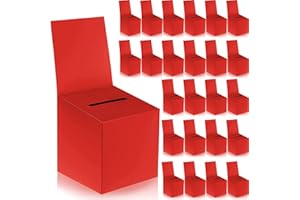 zzhxkjhky 24 Pack Raffle Boxes Ballot Box Suggestion Box with Slot, 6 x 6 x 6 Inch Cardboard Raffle Boxes with Slot for Ticket and Removable Header for Collecting Business Card Voting Contest (Red)