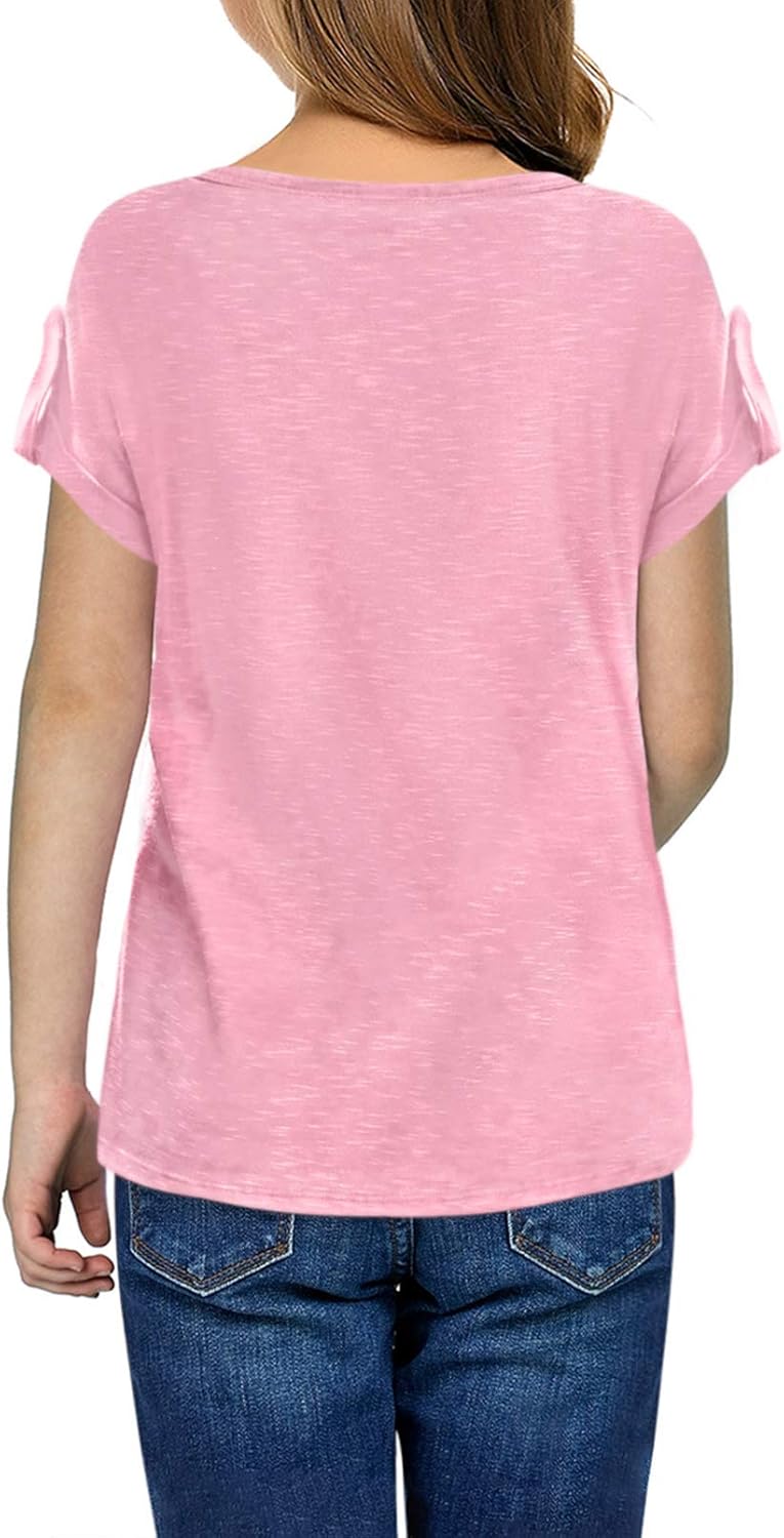 Dokotoo Girls Short Sleeve Shirts Sweat Girls' Tops, Tees & Blouse: Clothing
