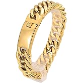 ROWIN&CO Stainless Steel Cuban Link Bracelet for Men Metal Wrist Bracelets Black/18K Gold Plated/Rainbow Wristchain for Male Women, Hip hop Jewelry Thick Bracelet Chain, W: 16mm, L: 8"/8.5"/ 9.5"