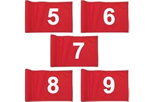 X·CELLENT Numbered Solid Golf Flag with Tube Inserted,8” L x 6”H Mini Putting Green Flags for Yard Indoor Outdoor Backyard Garden, 420D Nylon Mini Pin Flags (Upgraded double-sided Red Flags 5 Sets #5,6,7,8,9)