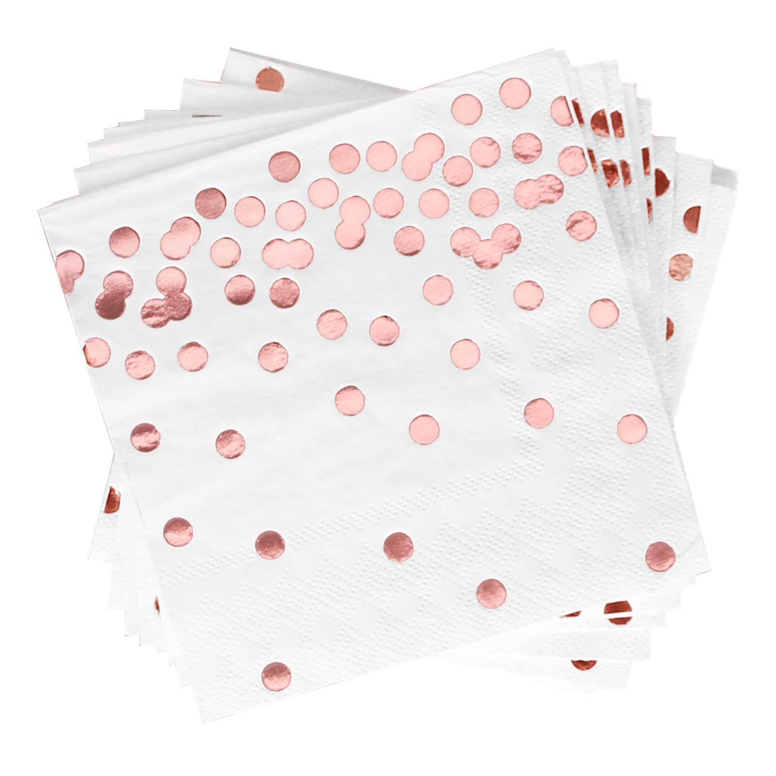 Photo 1 of 100-Pack Rose Gold Paper Cocktail Napkins for Party, 3 ply Luxury Beverage Napkins for Parties, Events and Family Gatherings Folded 5 x 5 Inches (ROSE)