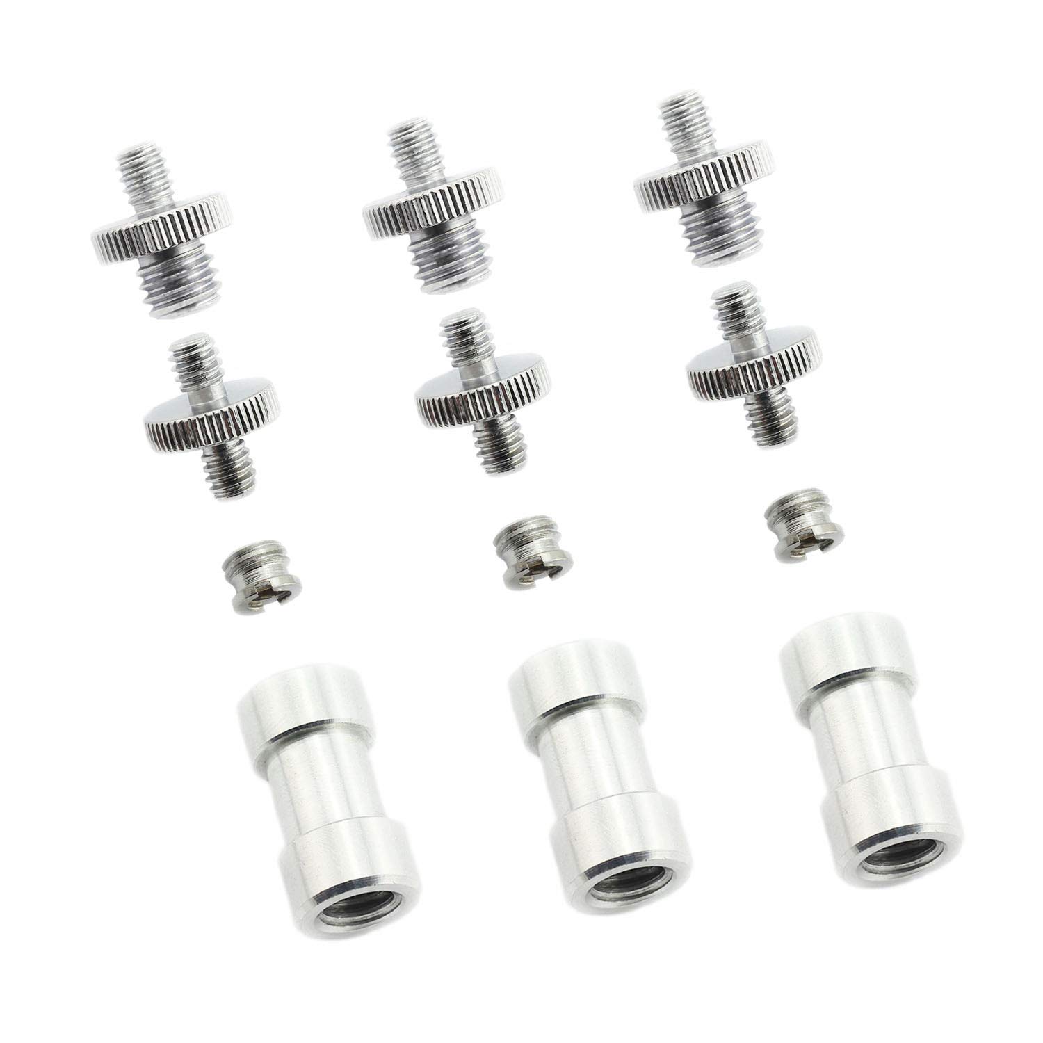 Photo 1 of Maxmoral 3 Sets 1/4 Inch to 3/8 Inch Threaded Screw Mount Adapter Set for Camera Tripod Monopod DSLR Camera Flash Trigger - Female to Female Adapter, Male to Male Screw, Reducer Bushing Screw