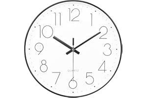 Yoiolclc Small Wall Clock Battery Operated, Silent Non-Ticking Analog Clocks for Bedroom, Bathroom, Kitchen (8 Inch, Black)
