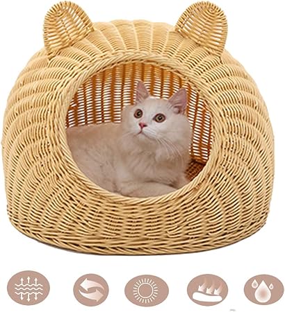 Aioejp Lit De Chat Nid De Chat Rotin Maison De Chat Portable Ete Nid D Animal De Compagnie Lavable Quatre Saisons Universel Naturel Respectueux De L Environnement Amazon Fr Cuisine Maison