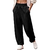Springrain Womens Barrel Sweatpants High Waisted Wide Leg Pants Casual Cotton Lounge Trousers with Pockets