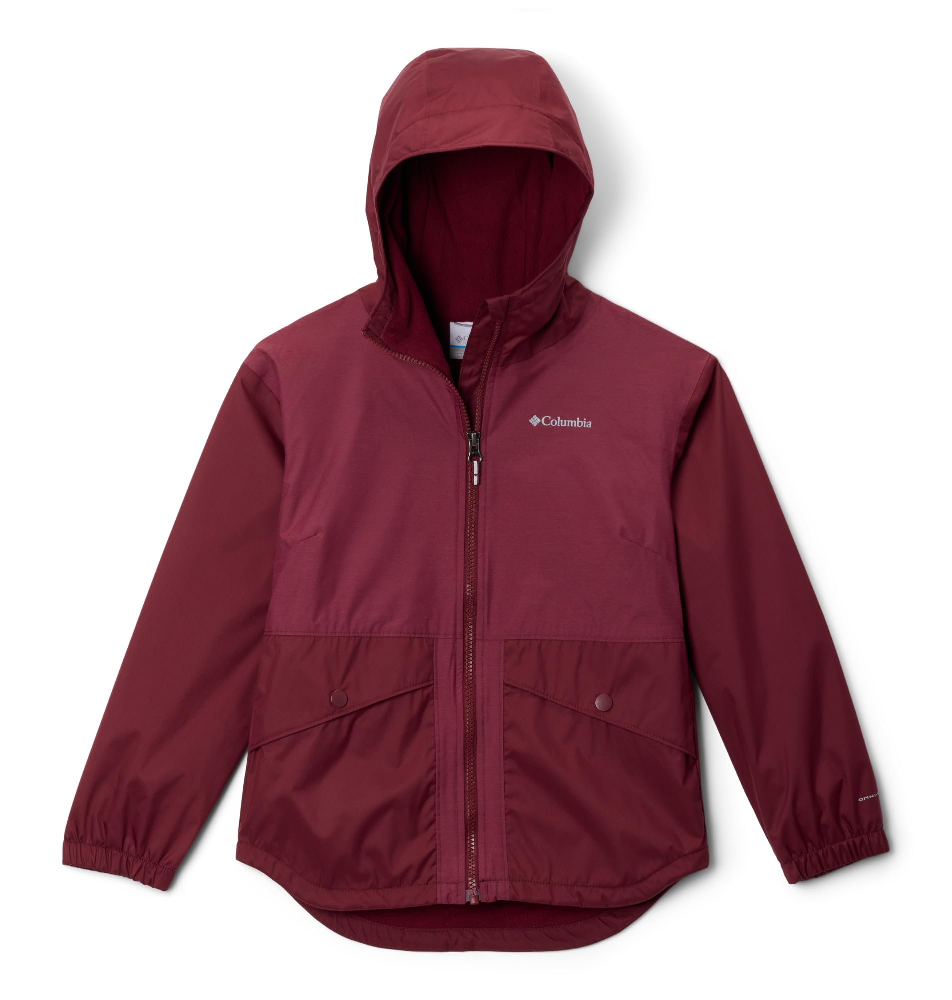 Columbia Youth Rainy Trails II Fleece Lined Waterproof Rain Jacket, Rich Wine, XX-Small