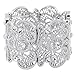 D EXCEED Vintage Metal Lace Pattern Etched Filigree Crystal Stretch Bangle Bracelet for Women 7