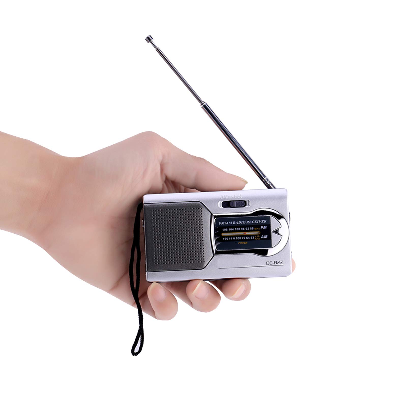 Bewinner AM/FM Battery Operated Mini Radio - Telescopic Antenna - Built-in Speaker - Standard Earphones Jack - High-Performance Receiver - Portable Size Makes It Easy to Carry