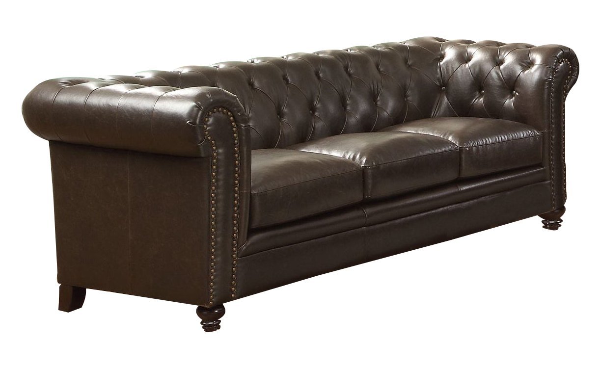 Amazoncom Coaster Roy Traditional Button Tufted Sofa With Rolled