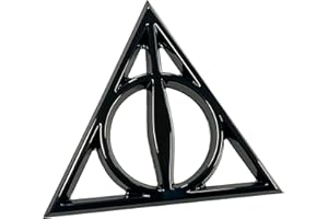 Fan Emblems Deathly Hallows Car Emblem - Harry Potter Symbol 3D Auto Badge - Color: Black Chrome - Size: 3.7 x 3.2 x 0.2 inches - Officially Licensed Wizarding World Car Accessories