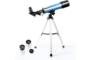 QNIUCO Telescope for Beginners Telescope for Kids, Portable 90X Astronomical Telescope with Tripod, 2 Eyepieces, 1.5X Barlow Len