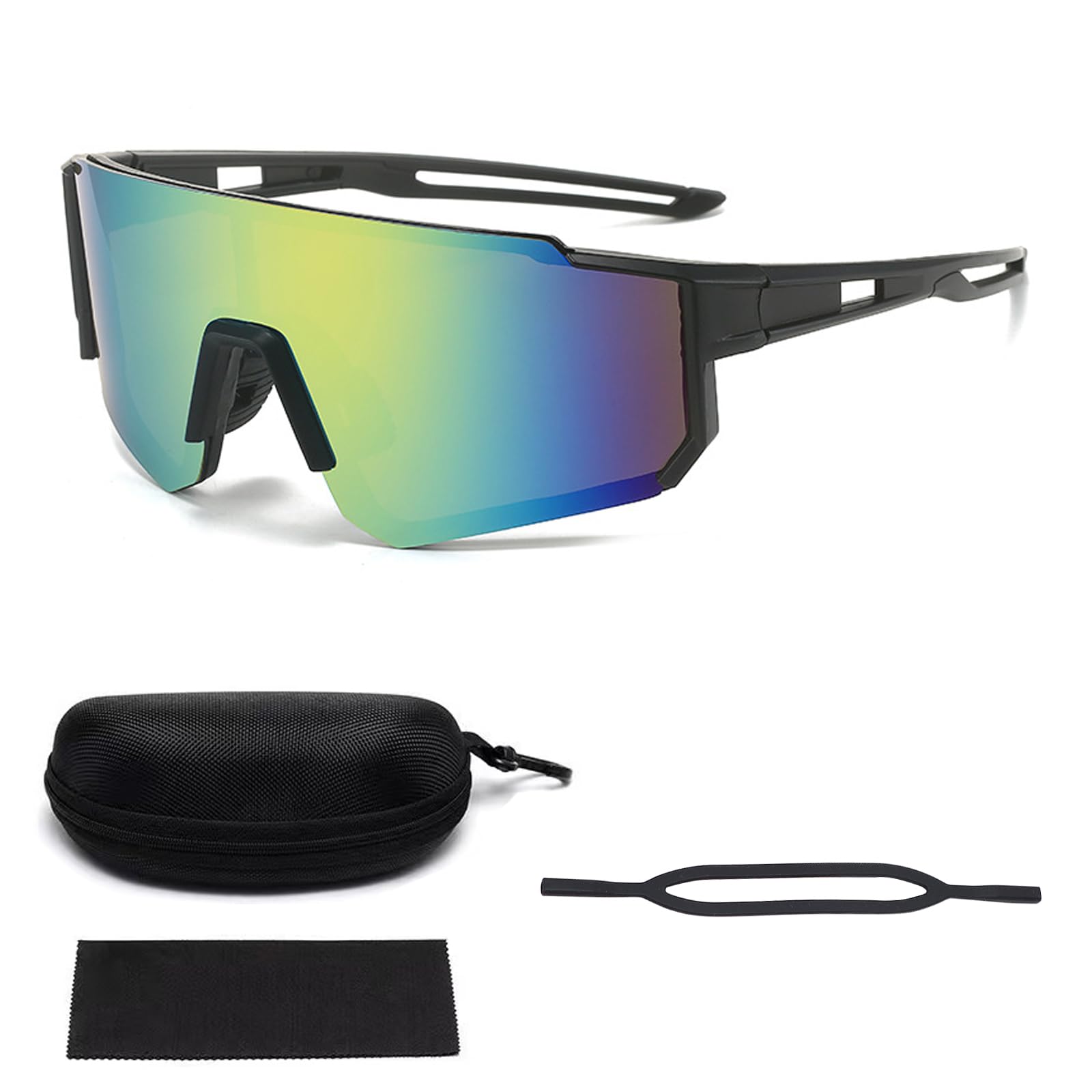 Quick Glasses Cycling Glasses Men with Glasses Case, Sports Sunglasses UV400 Ski Sunglasses, Quick Glasses Rave, Sports Glasses Men Women for Outdoor Activities such as Cycling Running Glof Ski