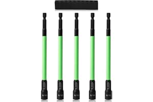TLEEP 150MM 5/16" Magnetic Power Nut Driver Set for Impact Drill, 1/4" Hex Head Drill Bit Set SAE Screwdriver Socket Set, Chrome Vanadium Steel Quick Change Chuck Socket Wrench Nut Setters