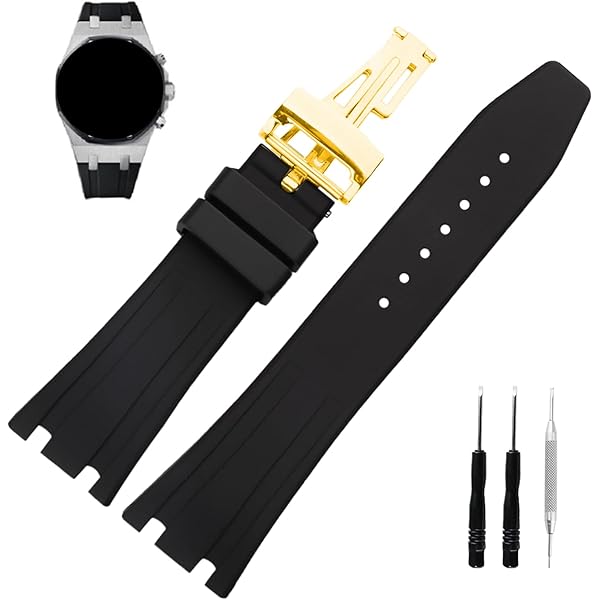 RBIPO Rubberen Horlogebandje compatibel met Audemars Piguet AP Royal Oak Offshore 15703 15710 15400 26470 26400 sporthorlogeband voor heren, 28 mm, reserveband, waterdicht, Rubber, Geen Edelsteen