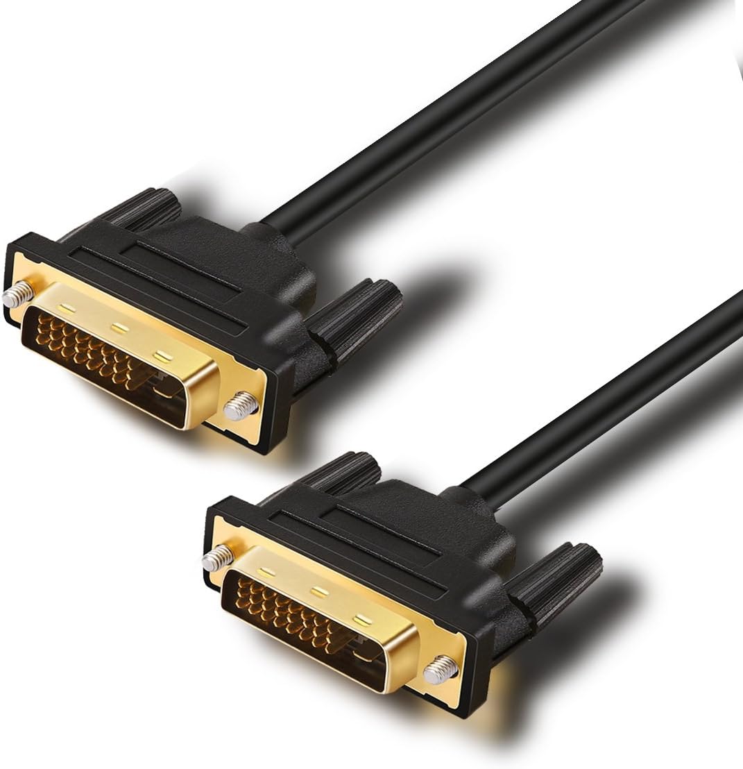 HOOZER DVI Cable, DVI-D 24+1 Male to Male Digital Video Cable Gold Plated with Ferrite Core Support 2560x1600 for Gaming, DVD, Laptop, HDTV and Projector (1m)