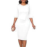 INR Church Dress for Women Business Casual Work Bodycon Dresses Round Neck for Weddings Parties Cocktail Party Office Outfits