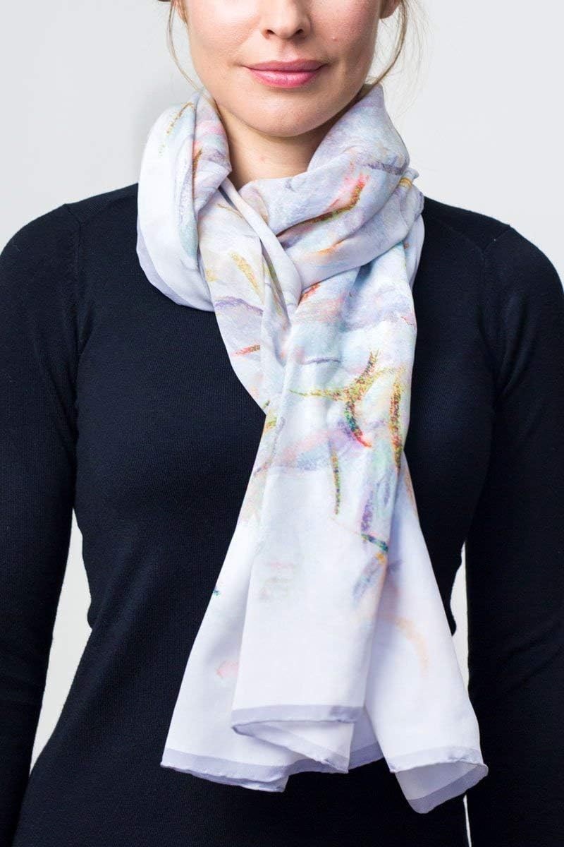 "Crêpe de Chine" Silk large shawl -"White Swan"