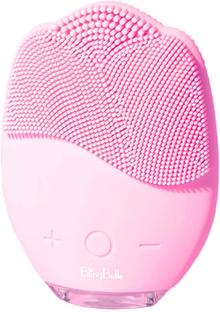 BlingBelle Electric Silicone Facial Cleanser Brush Five Gear Adjustment Vibration Waterproof Sonic Face Brush(Pink)